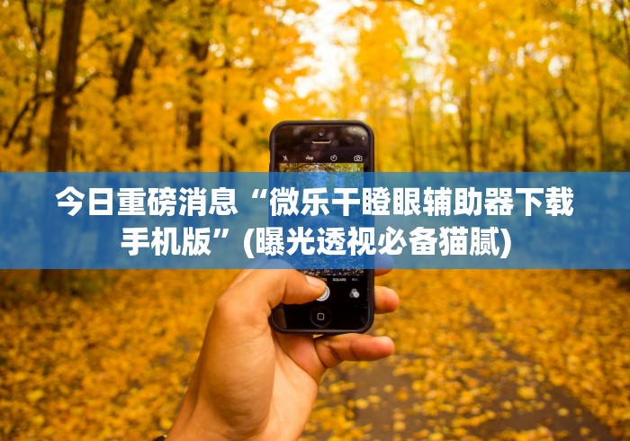 今日重磅消息“微乐干瞪眼辅助器下载手机版”(曝光透视必备猫腻)