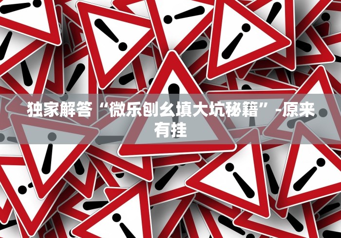 独家解答“微乐刨幺填大坑秘籍”-原来有挂