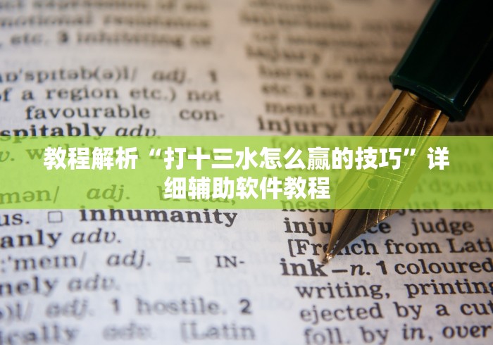 教程解析“打十三水怎么赢的技巧	”详细辅助软件教程