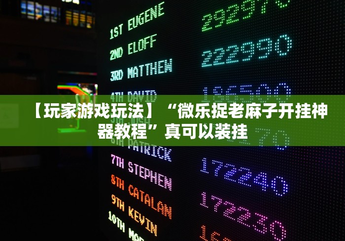【玩家游戏玩法】“微乐捉老麻子开挂神器教程”真可以装挂