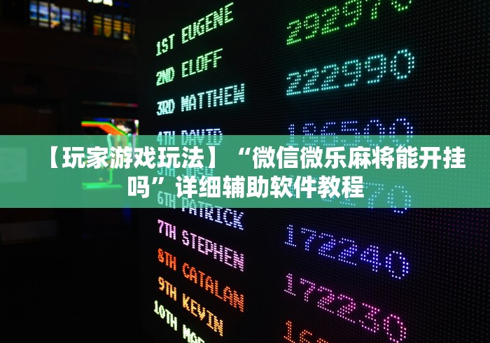 【玩家游戏玩法】“微信微乐麻将能开挂吗”详细辅助软件教程