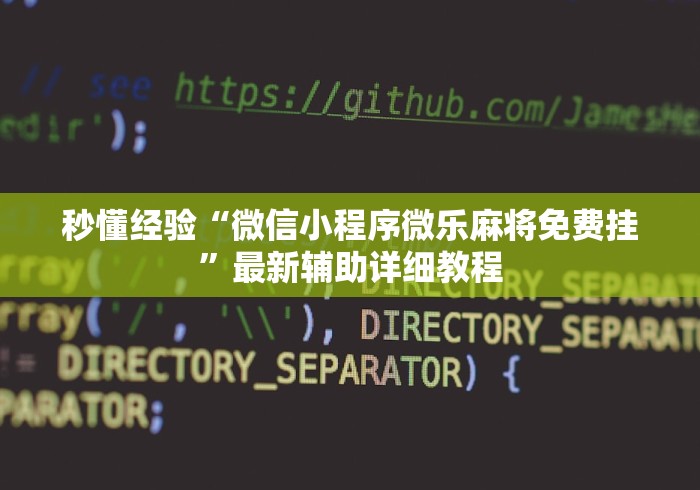 秒懂经验“微信小程序微乐麻将免费挂”最新辅助详细教程