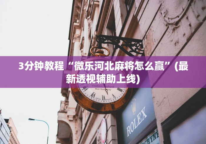 3分钟教程“微乐河北麻将怎么赢”(最新透视辅助上线)