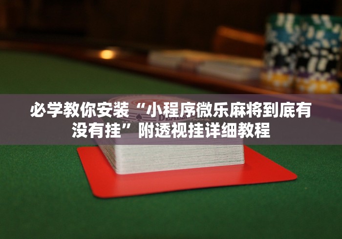必学教你安装“小程序微乐麻将到底有没有挂”附透视挂详细教程