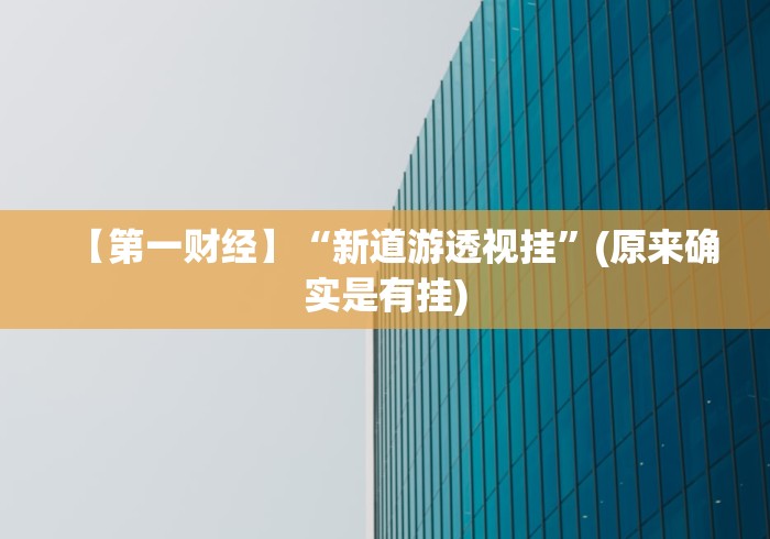 【第一财经】“新道游透视挂”(原来确实是有挂)
